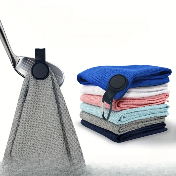 Golf Towel with Magnetic Suction Waffle Design