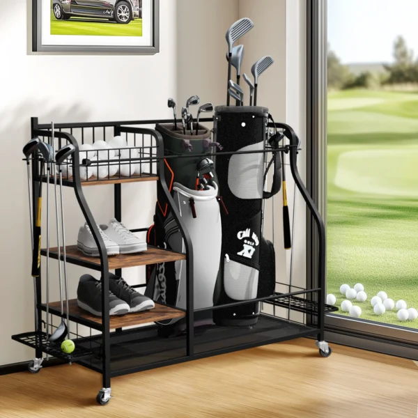 Rolling Golf Storage Rack Garage Organizer