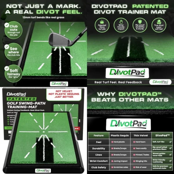 Patented Golf Training Aid Practice Mat
